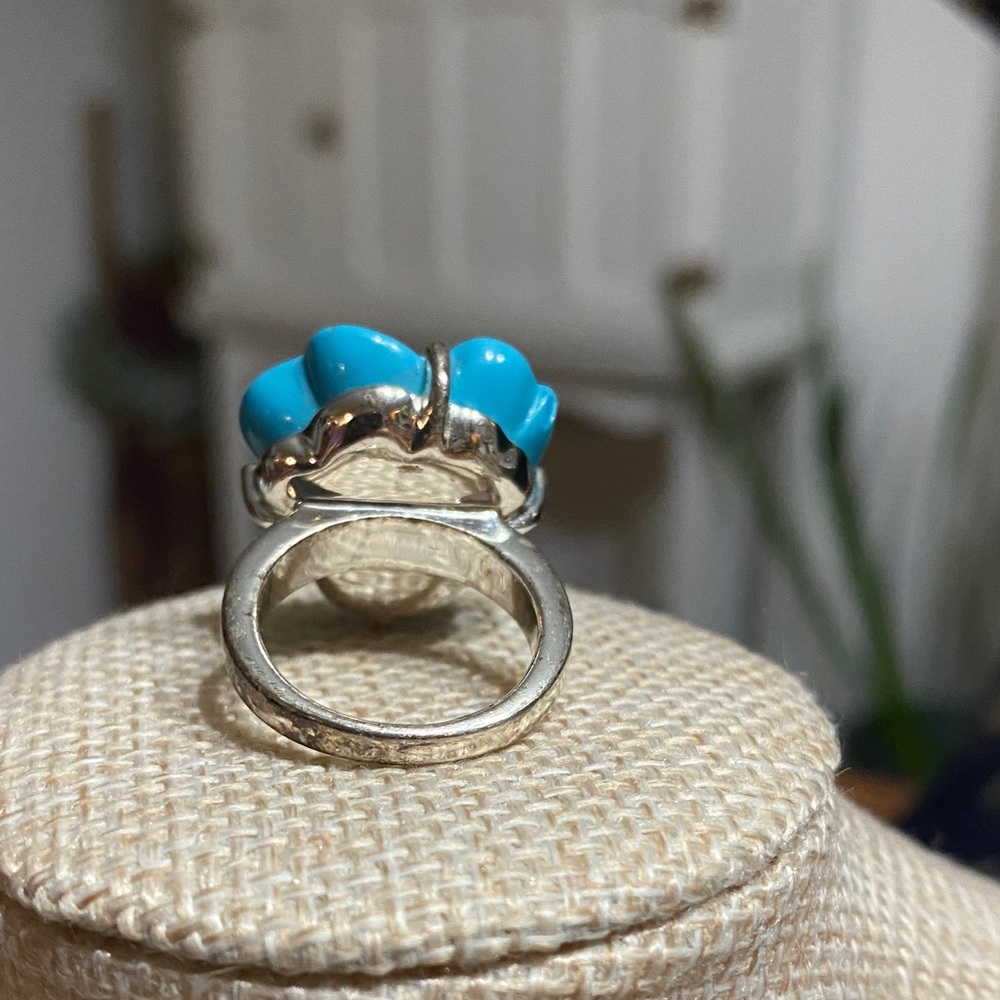 Blue Flower Statement Ring - image 3